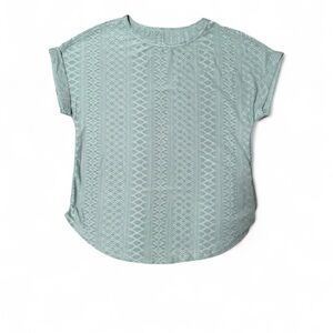 Perout lace-textured tee in a soft sage green, size Large